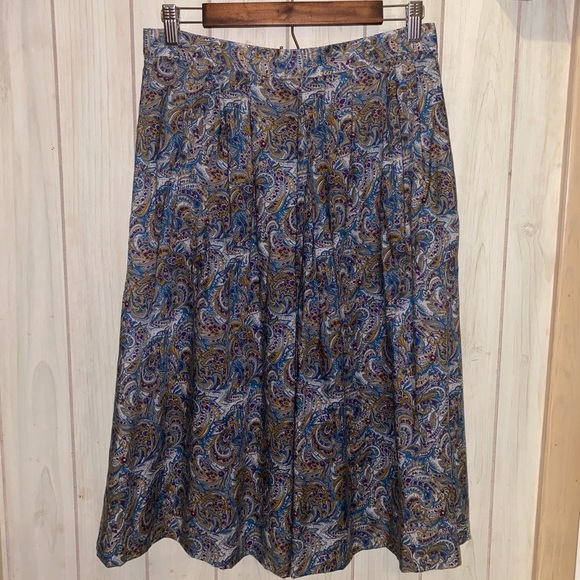 vintage Ship’N shore 14 paisley print midi skirt flowy summer blue king - Picture 3 of 13
